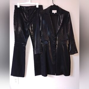 Pamela Roland Long Blazer Suit in Shimmery Charcoal Gray! Size 6-8!!